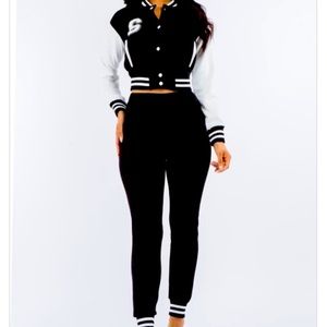 Black Varsity Pant Set